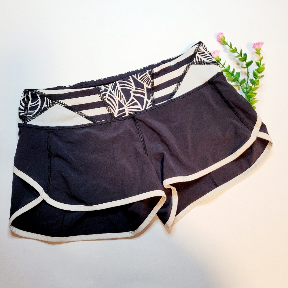lululemon athletica Black Athletic Running Shorts with Cream Trim